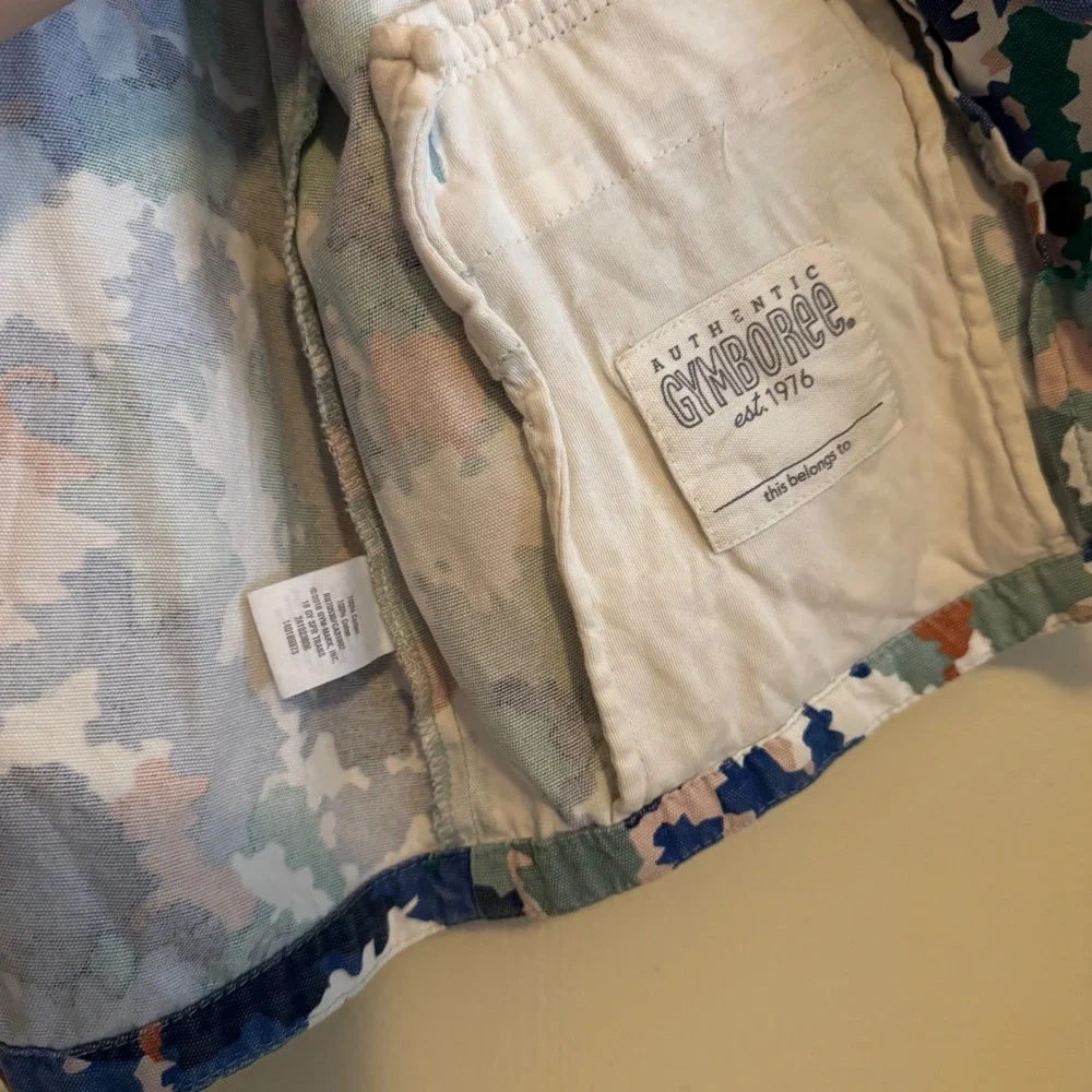 Gymboree Boys Sz Sm 5-6 Multicolor Camo Hooded Canvas Jacket 100% Cotton